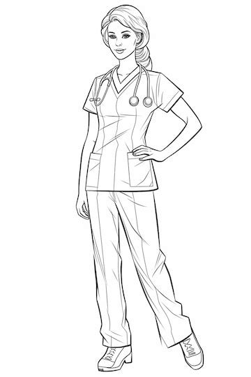 Premium Photo A Drawing Of A Nurse In Scrubs And A Stethoscope