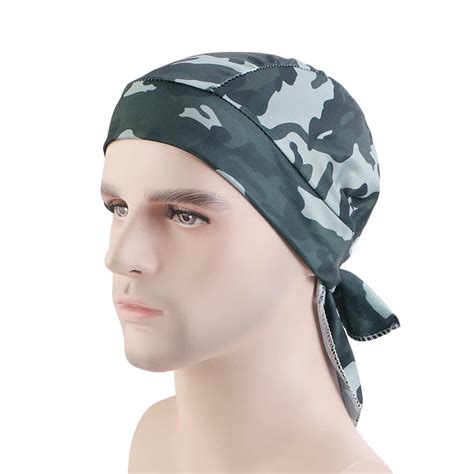 New Camouflage Print Silky Durag For Men Bandana Turban Hat Unisex Doo