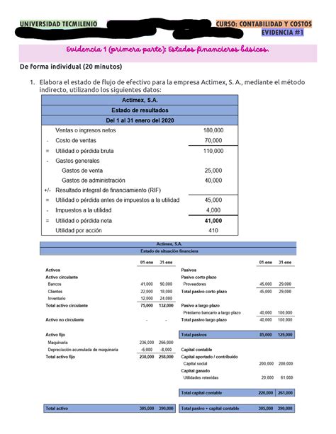 Ev Contabilidad Y Costos Universidad Tecmilenio Nombre Avril G