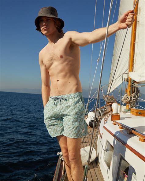 PUBLIC BEACH Geo Print Volley Swimsuit Sage Geo Print Bikini Village