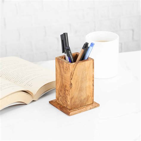 Wood Pencil Holder. Handmade Desk Pen Holder - Artisraw