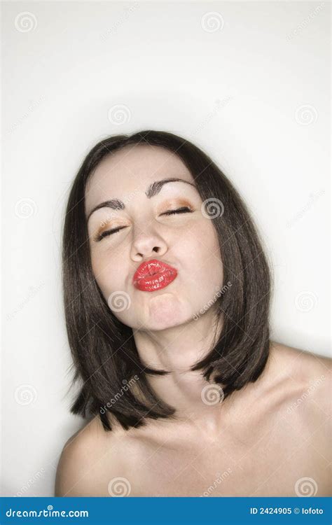 Nude Woman Puckering Lips Stock Image Image Of G