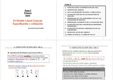 Tema Estimacion Estimaci N De Par Metros Indice Tema Primera