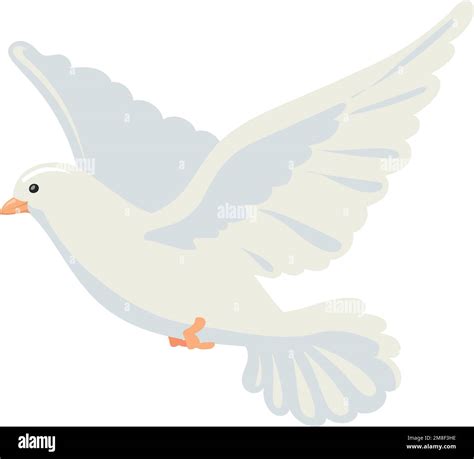 White Dove Flying In Air Cartoon Pigeon Bird Isolated On White