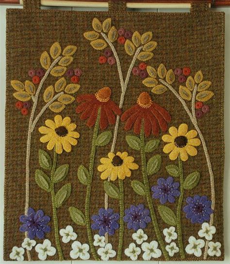 Wool Applique KIT PATTERN Fall Flowers Autumn Etsy Wool Applique