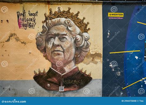 Queen Elizabeth Ii Graffiti Editorial Stock Photo Image Of Russia