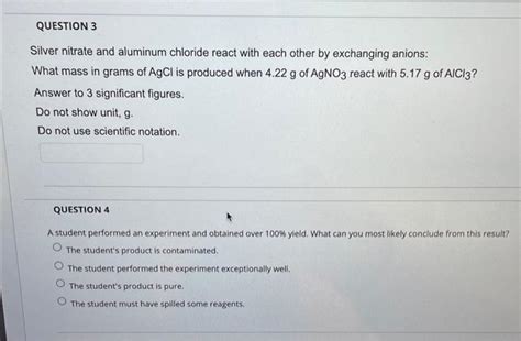 Solved Silver Nitrate And Aluminum Chloride React With Each