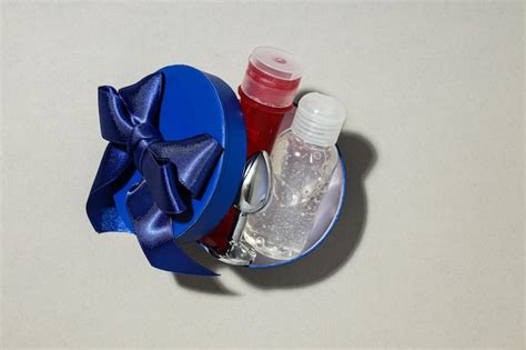 Premium Photo Lubricant And Anal Plug In A Gift Box
