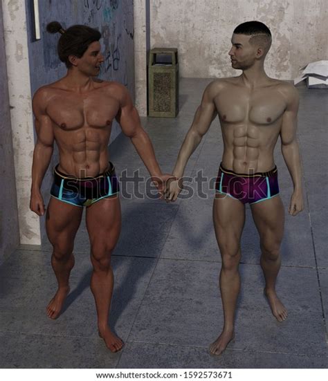 D Illustration Gay Male Couple Holding Stock Illustration Shutterstock