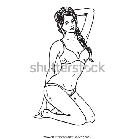 Portrait Sexy Retro Pin Girl Bikini 库存矢量图免版税 Shutterstock