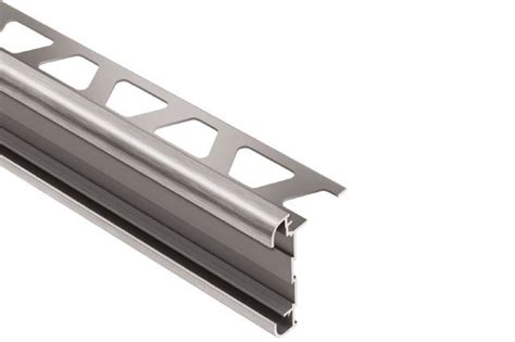 Schluter Systems Rondec Ct Brushed Chrome Anodized Aluminum Metal Double Rail Bullnose — Stone