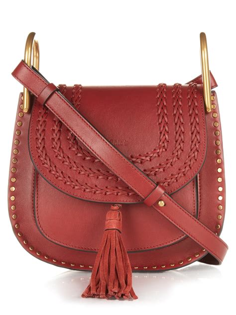 Chloé Hudson Mini Braided Leather Saddle Bag In Red Lyst