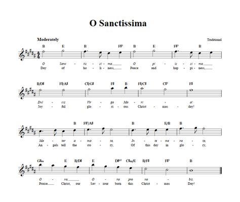 O Sanctissima Chords Lyrics And Sheet Music For E Flat Instruments