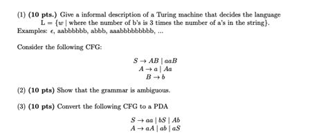 1 10 Pts Give A Informal Description Of A Turing Chegg