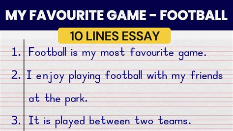 10 Lines On My Favourite Game Football Football Game English Essay