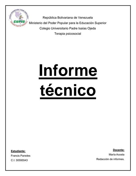 Solution Informe T Cnico Studypool