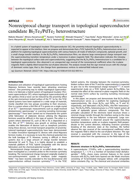 PDF Nonreciprocal Charge Transport In Topological Superconductor