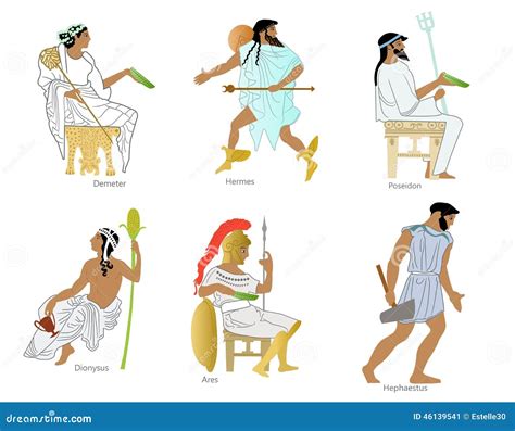 A Set Of Ancient Greek Gods And Goddesses Stock Illustration Illustration Of Godess Dionysus