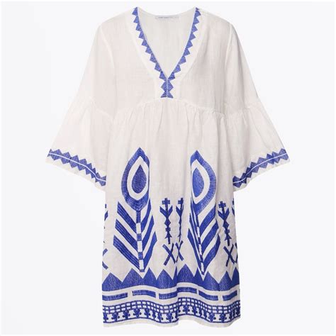 Greek Archaic Kori Feather Chevron Dress White Blue Mr And Mrs Stitch