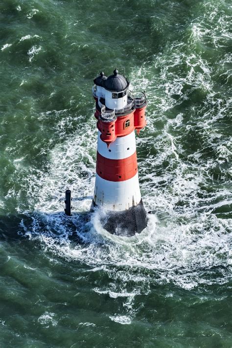 Butjadingen Aus Der Vogelperspektive Leuchtturm Roter Sand Als