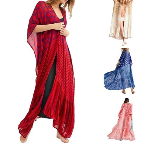 Women Summer Sexy Open Front Swimsuit Beach Bikini Cover Up Casual Long Kimono Ebay
