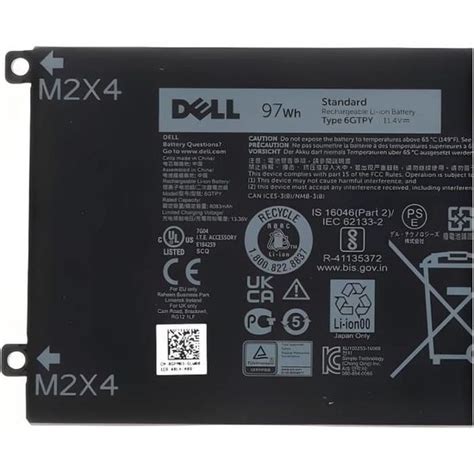 Batterie Dell XPS 15 9570 97Wh Original 6 Cellules GPM03 6GTPY