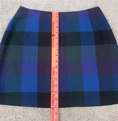 The Limited America Vintage Blue Black Purple Wool Plaid Skirt Womens