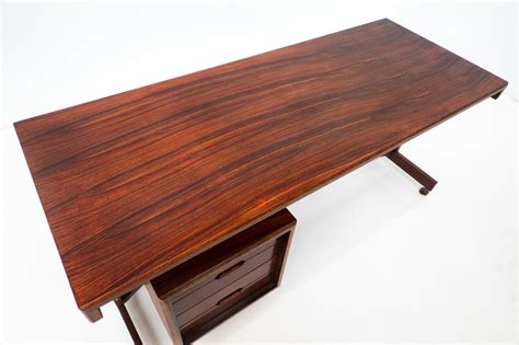 Mid Century Modern Wooden Desk With Floating Drawers