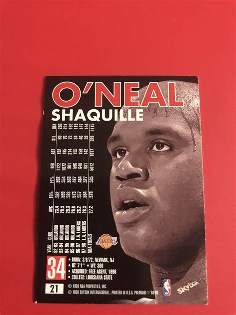 1998 99 Fleer SkyBox Premium Shaquille ONeal Los Angeles Lakers 21 EBay