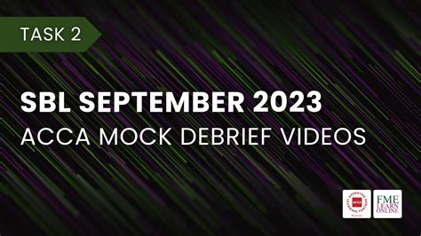 September 2023 ACCA Mock Exam Debrief VTM Task 2 YouTube