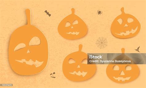 Collection Of Papercut Halloween Pumpkins Vector Illustration Stock Illustration - Download ...