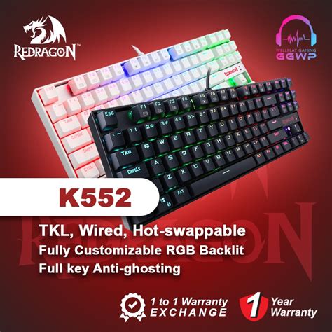 Redragon K KUMARA TKL RGB Mechanical Gaming Keyboard Blue Red Switch Hot Swap Shopee Malaysia