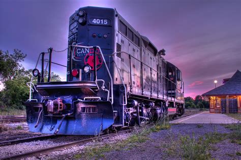 Orangeville Ontario Railway Images At Sunset In Hdr