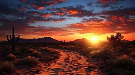 Premium AI Image | desert sunset HD wallpaper photographic image