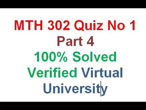 VU MTH 302 Quiz No 1 Part 4 Solved And Verified Business Mathematics