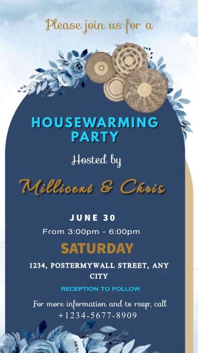 Copy Of Blue Housewarming Party Invitations Template Postermywall