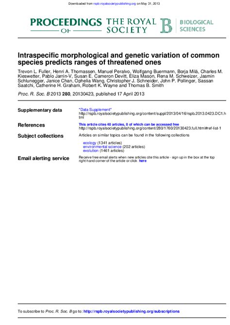 Pdf Intraspecific Morphological And Genetic Variability In