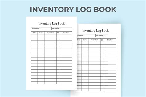 Inventory log book interior. Inventory management journal. Product inventory checklist interior ...