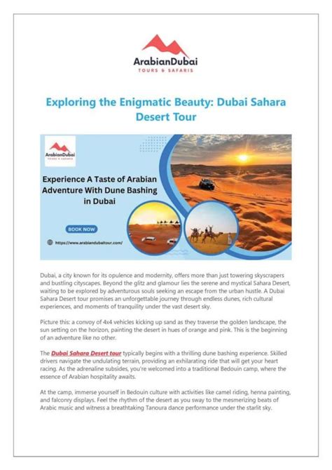 Exploringexploring The Enigmatic Beauty Dubai Sahara Desert Tour The