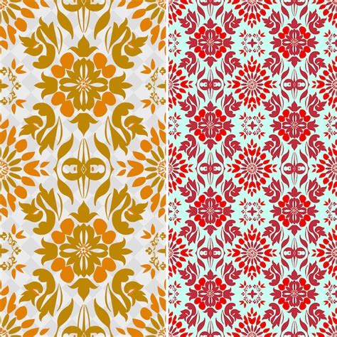 Premium PSD Russian Folk Patterns With Floral Shapes And Outlined In