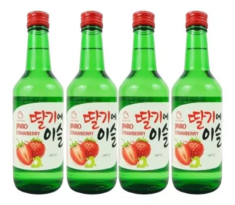 Alcohol Coreano Soju Jinro Sabor Fresa Pack 4 Pzas 360ml Cu Envío Gratis