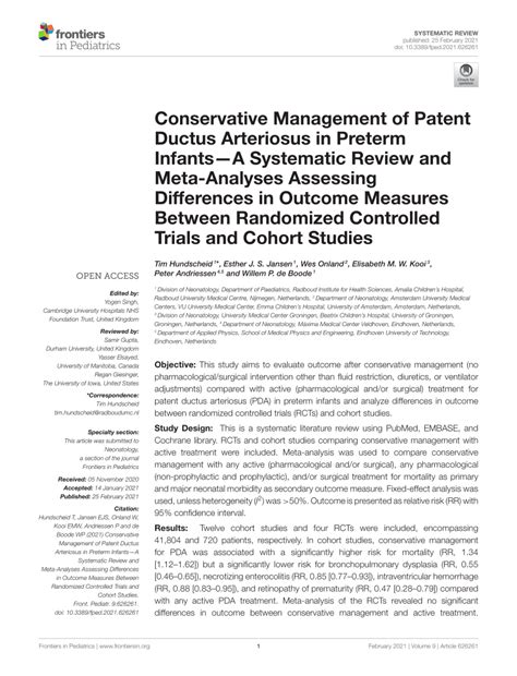 Pdf Conservative Management Of Patent Ductus Arteriosus In Preterm