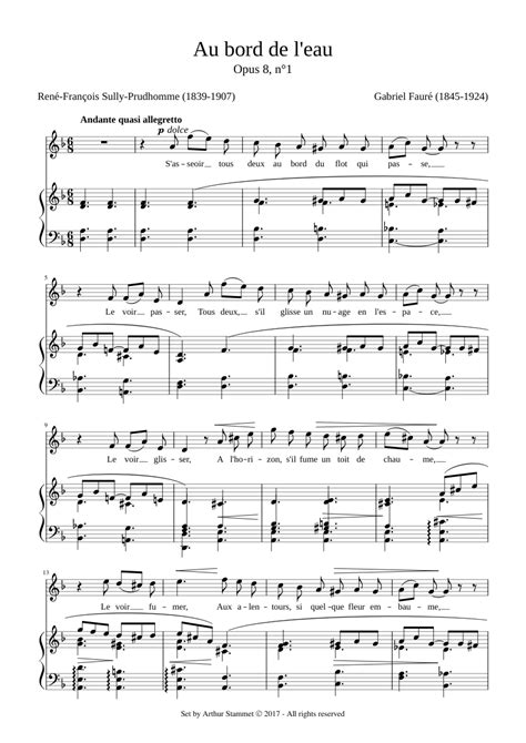 Fauré Au bord de l eau re mineur Sheet music for Piano Vocals