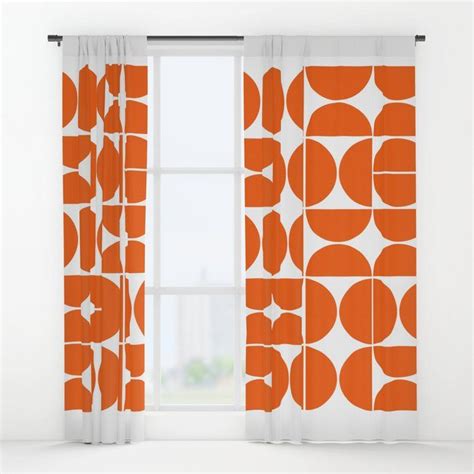 Buy Mid Century Modern Geometric 04 Orange Window Curtains By