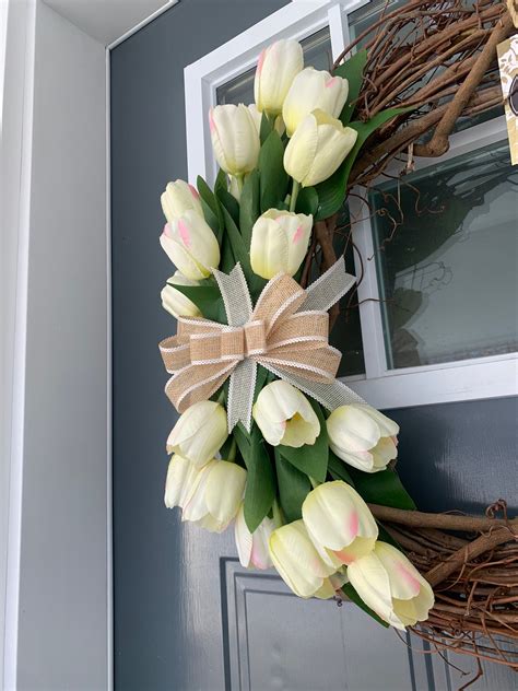 Spring Tulip Wreath Heavenly Tulips Wreath 18 Grapevine Etsy