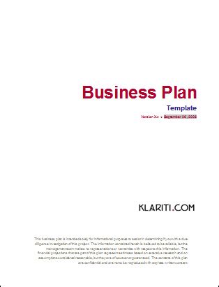 Business plan template pages