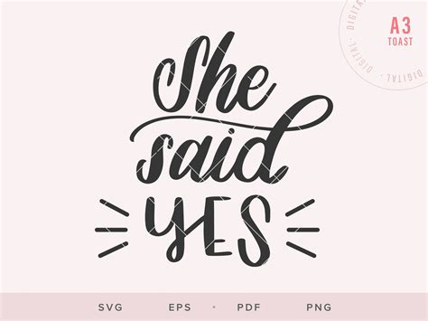 She Said Yes Handlettered Svg Silhouette Svg Files For Cricut Wedding Engagement Digital