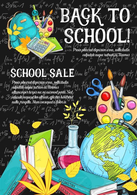 Premium Vector | Back to School vector stationery sale sketch