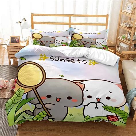 Couple Duvet Cover Cute Bubu Dudu Cartoon Bear Panda Kawaii Bedding Set