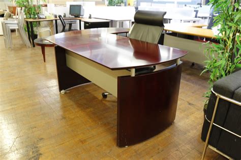 Mayline Napoli Mahogany L Desks • Peartree Office Furniture